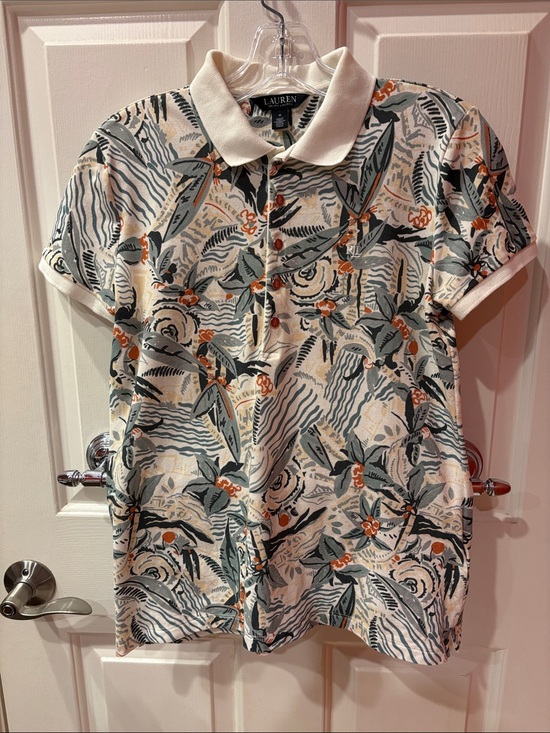 Lauren Ralph Lauren Tops - Woman’s Ralph Lauren Multicolored Short Sleeve Polo Top Size Medium